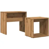 vidaXL 2-delige Tafeltjesset bewerkt hout artisanaal eikenkleurig