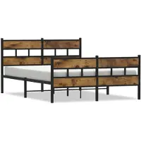 vidaXL Bedframe zonder matras metaal gerookt eikenkleurig 135x190 cm