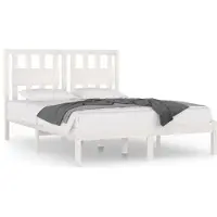 vidaXL Bedframe massief grenenhout wit 135x190 cm 4FT6 Double