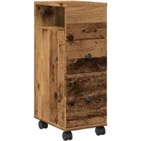 vidaXL Badkamerkast smal met wielen bewerkt hout oud houtkleurig
