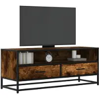 vidaXL Tv-meubel 100x34,5x40 cm bewerkt hout metaal gerookt eikenkleur