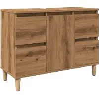 vidaXL Wastafelkast 80x33x60 cm bewerkt hout artisanaal eikenkleur