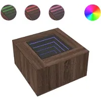 vidaXL Salontafel met LED 60x60x40 cm bewerkt hout bruin eikenkleurig