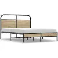 vidaXL Bedframe zonder matras bewerkt hout gerookt eiken 135x190 cm