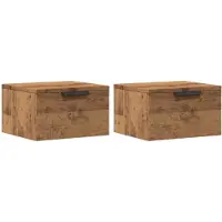 vidaXL Nachtkastjes 2 st wandgemonteerd 34x30x20 cm artisanaal eiken