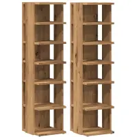 vidaXL Schoenenkasten 2 st 28x27x102 cm bewerkt hout artisanaal eiken
