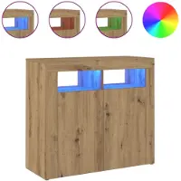 vidaXL Dressoir met LED 80x35x75 cm bewerkt hout artisanaal eiken