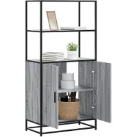 vidaXL Hoge kast 68x35x139cm bewerkt hout en metaal grijs sonoma eiken