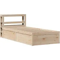vidaXL Bedframe met hoofdbord massief grenenhout 75x190 cm