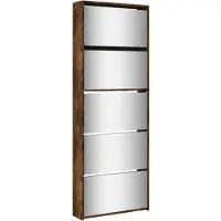 vidaXL Schoenenkast met spiegel 5-laags 63x17x169,5 cm gerookt eiken