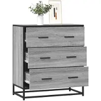 vidaXL Dressoir 68x35x76 cm bewerkt hout en metaal grijs sonoma