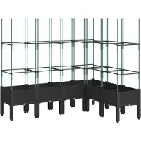 vidaXL Plantenbak met latwerk 160x120x142,5 cm polypropeen zwart