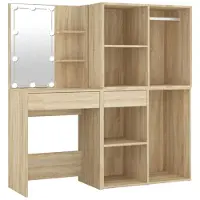 vidaXL Kaptafel met 2kastjes en LED's bewerkt hout sonoma eikenkleurig