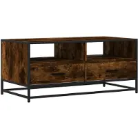 vidaXL Salontafel 100x50x45 cm bewerkt hout en metaal gerookt eiken