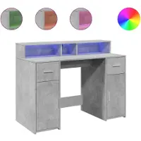 vidaXL LED-bureau, betonkleur, 120x55x91 cm, houtvezel