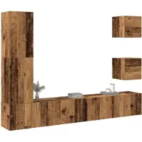 vidaXL 5-delig Tv-meubelset wandmontage bewerkt hout oud houtkleurig