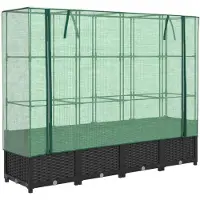 vidaXL Verhoogde plantenbak met kashoes rotanlook 160x40x138 cm