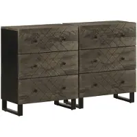 vidaXL Dressoirs 2 st 60x33x75 cm massief mangohout zwart