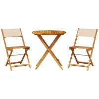 vidaXL 3-delige Bistroset stof en massief hout beige