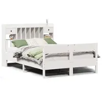 vidaXL Bed met boekenkast zonder matras grenenhout wit 160x200 cm