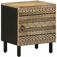 vidaXL Nachtkastje 40x33,5x46 cm massief ruw mangohout zwart