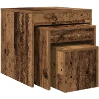 vidaXL 3-delige Tafeltjesset bewerkt hout oud houtkleurig