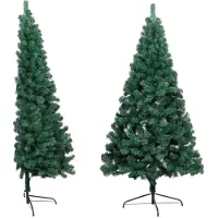 vidaXL Kunstkerstboom met standaard half 150 cm PVC groen