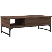 vidaXL Salontafel 100x50x35 cm bewerkt hout en metaal bruin eikenkleur