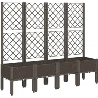 vidaXL Plantenbak met latwerk 160x40x142 cm polypropeen bruin