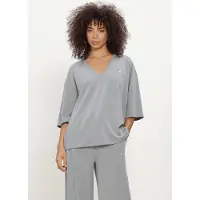 Alix The Label Dames Tops & T-shirts Ladies Knitted Scuba V-neck Top - Lichtgrijs - Maat XS