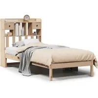 vidaXL Bed met boekenkast zonder matras massief grenenhout 90x190 cm