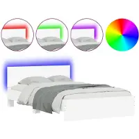 vidaXL Bedframe met hoofdeinde en LED wit 120x190 cm
