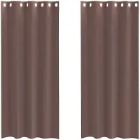 vidaXL Gordijnen Voile met doorvoertules 2 st 140x245 cm bruin