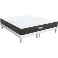 Vente-unique Set 180 x 200 cm gestoffeerde bedbodem + pocketverenmatras met kapokvezels, dikte 31 cm - SOREMA van NATUREA