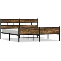 vidaXL Bedframe zonder matras metaal gerookt eikenkleurig 183x213 cm