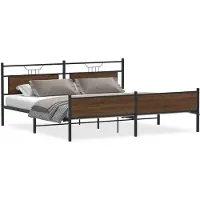 vidaXL Bedframe zonder matras metaal bruin eikenkleurig 200x200 cm