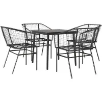 vidaXL 5-delige tuinmeubelset met eettafel, gemaakt van zwart kunststof riet