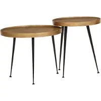vidaXL Salontafel 2 stuks Gouden bewerkt hout