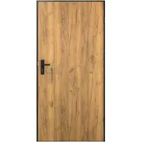 Vente-unique Massieve stalen voordeur, 207 cm hoog x 100 cm breed, eikenhoutlook met zwarte strepen - 68 mm dik - linksdraaiend - COBRITA