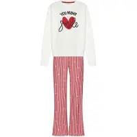 Rebelle Pyjama 'Endless Love' rood / offwhite