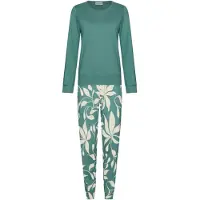 Pastunette Pyjama 'Nordic Leaf' crème / donkergroen