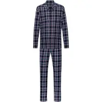 Mey Pyjama lang 'Flanadian' donkerblauw / rood / wit