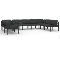 vidaXL 9-delige loungeset voor de tuin met kussens, aluminium, antraciet