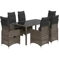 vidaXL 5-delige tuin-bistroset met kussens, grijs, polyrotan