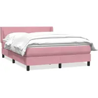 vidaXL Boxspring met matras fluweel roze 160x210 cm