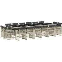 vidaXL 17-delige tuinset met kussens, lichtgrijs, polyrotan
