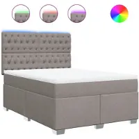 vidaXL Boxspring met matras stof taupe 140x190 cm