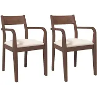 vidaXL Eetkamerstoelen met kussens 2 st massief hout rubber bruin
