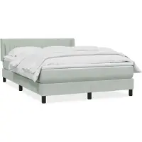 vidaXL Boxspring met matras fluweel lichtgrijs 160x210 cm