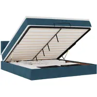 vidaXL Ottoman bed met matras en LED's 160x200cm fluweel donkerblauw